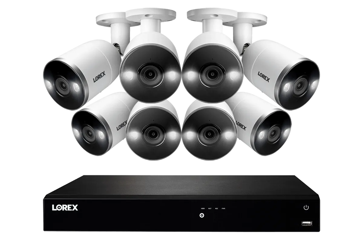 16-Channel 4K Ultra HD Fusion NVR System with 8 Smart Deterrence IP Cameras and 3TB Hard Drive