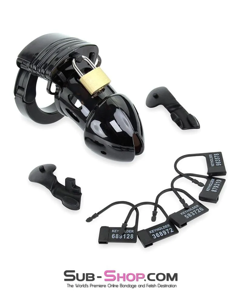 6928AE      Electro Stim Black Jack Adjustable Locking Male Cock Cuff Chastity Device - MEGA Deal