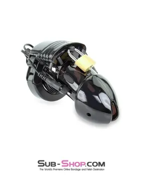 6928AE      Electro Stim Black Jack Adjustable Locking Male Cock Cuff Chastity Device - MEGA Deal