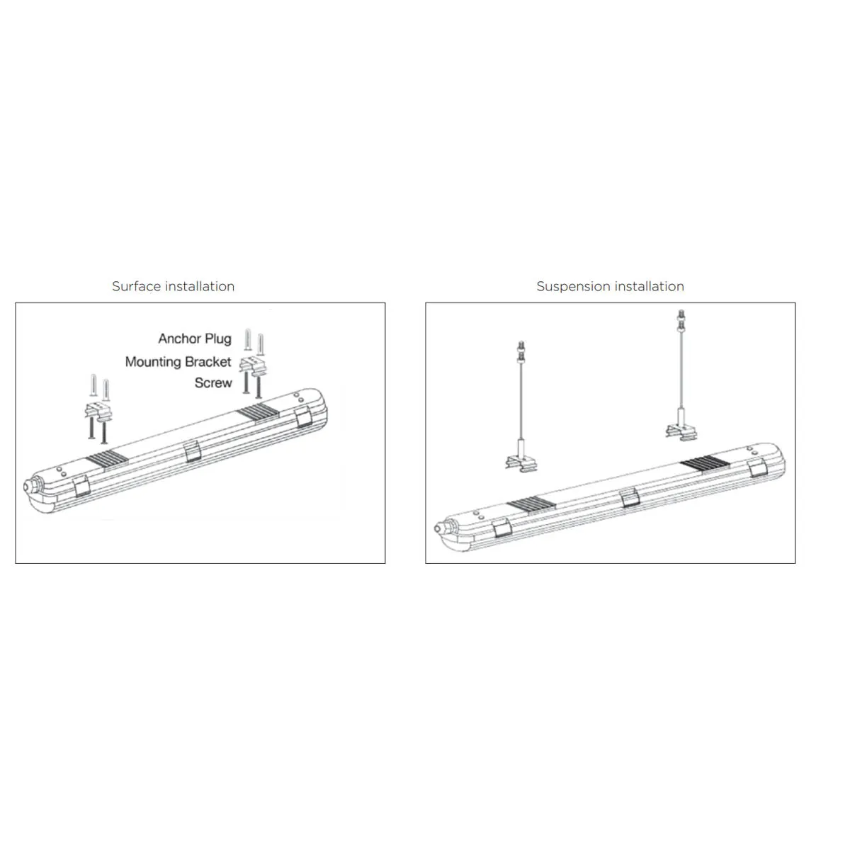 8ft Vapor Proof LED Light with Motion Sensor, 72 Watts, 9000 Lumens, 30K/40K/50K, 120/347V