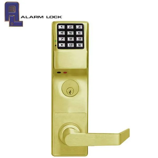 Alarm Lock Trilogy - DL3500CRL - Classroom Mortise Lever Set w/ High Capacity Audit Trail - US3 - Polished Brass - Left Handed - Grade 1