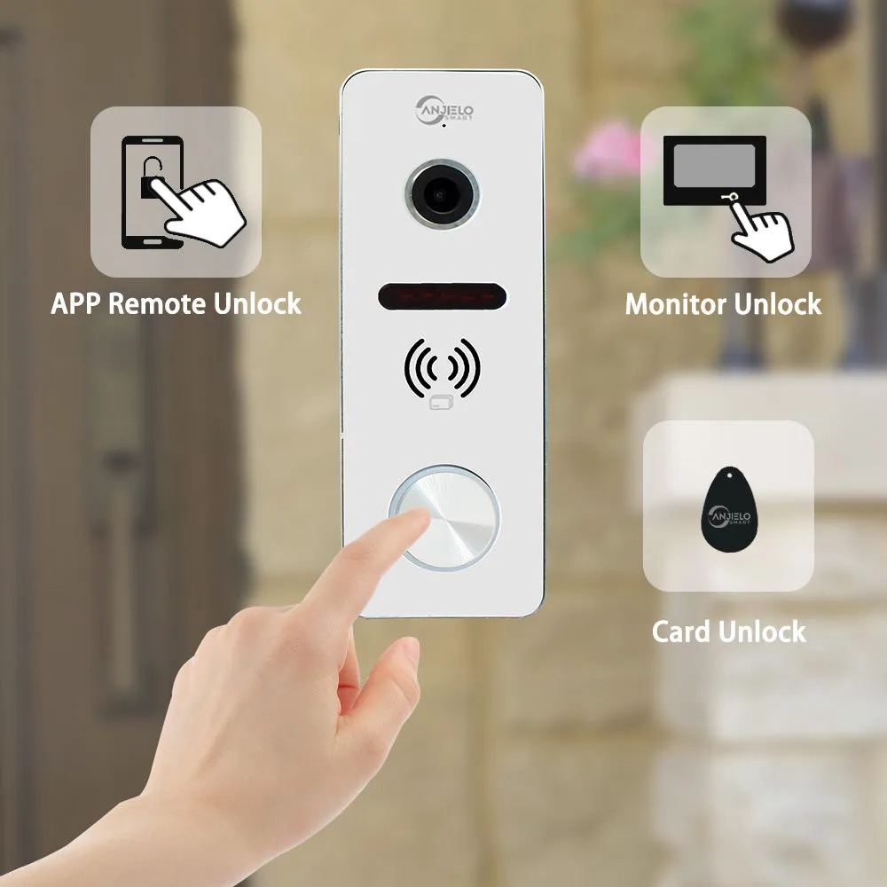 Anjielosmart 7 Inch Wireless Wifi Smart Home Video Door kit Intercom System with 1080p Monitor Rainproof Doorbell Camera