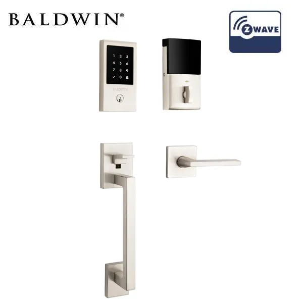 Baldwin Estate - 85393.ZWRENT Minneapolis Touchscreen Electronic Keyless Entry Handleset - Singl Cyl - Z-Wave - 150 - Satin Nickel - Grade 2 - RH