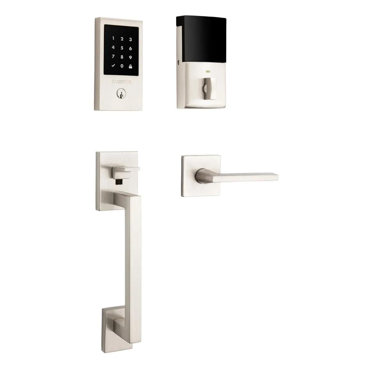 Baldwin Estate - 85393.ZWRENT Minneapolis Touchscreen Electronic Keyless Entry Handleset - Singl Cyl - Z-Wave - 150 - Satin Nickel - Grade 2 - RH