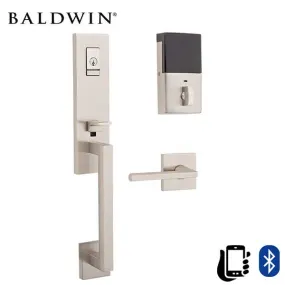 Baldwin Estate Evolved - 85391.BRENT - Minneapolis 3/4 Escutcheon Electronic Handleset - Singl Cyl - Bluetooth - 150 - Satin Nickel - Grade 2 - RH