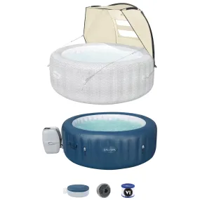 Bestway SaluSpa Sun Shade Canopy w/SaluSpa Inflatable Outdoor Hot Tub (Open Box)