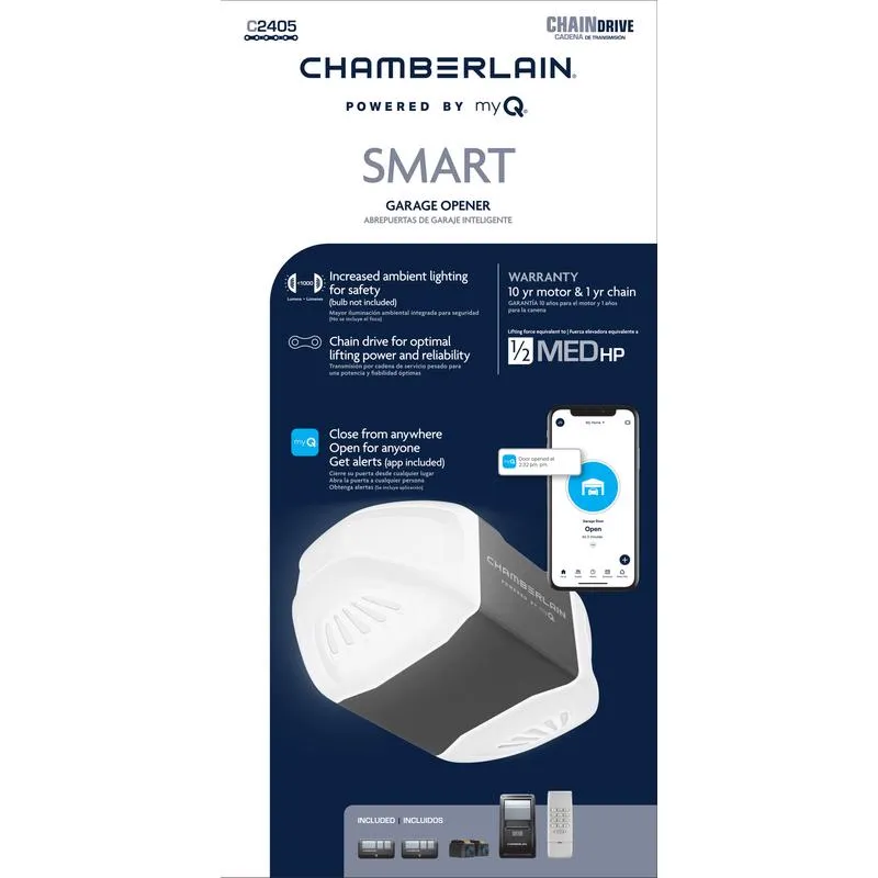 Chamberlain 1/2 HP Chain Drive WiFi Compatible Smart-Enabled Garage Door Opener