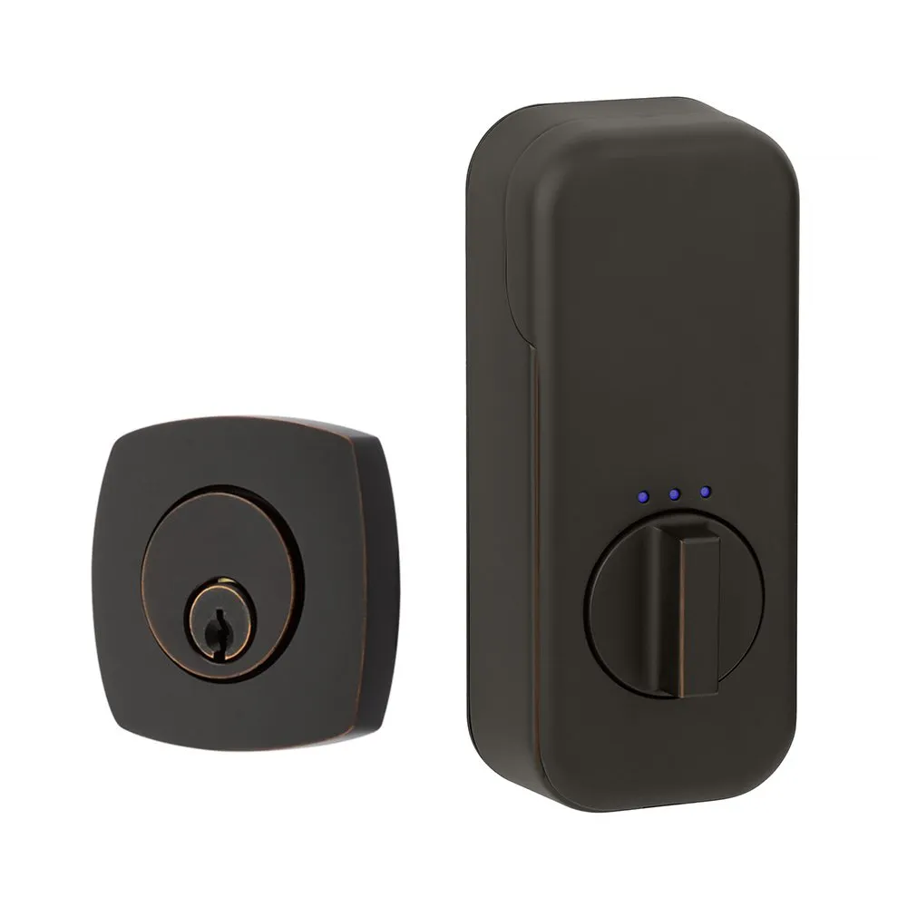 EMPowered Deadbolts - Empowered Urban Modern Single Cylinder Deadbolt Connected by August in Oil Rubbed Bronze - Emtek Hardware