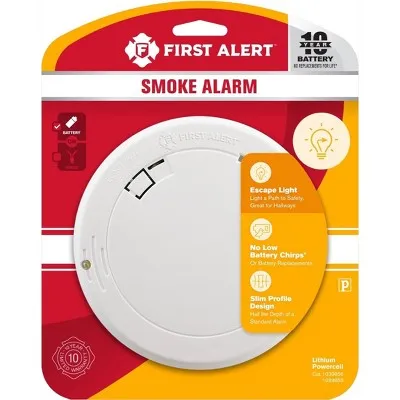 First Alert PR710E Slim Smoke Detector with Photoelectric Sensor and LED Escape Light