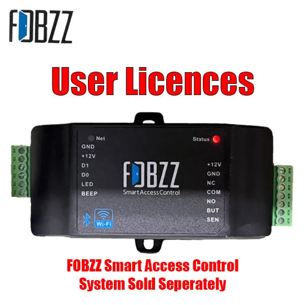 FOBZZ - Smart Access Control System - User Licenses - 10 Users / 50 Users / 100 Users / No Hardware Included (Optional Number of Users)