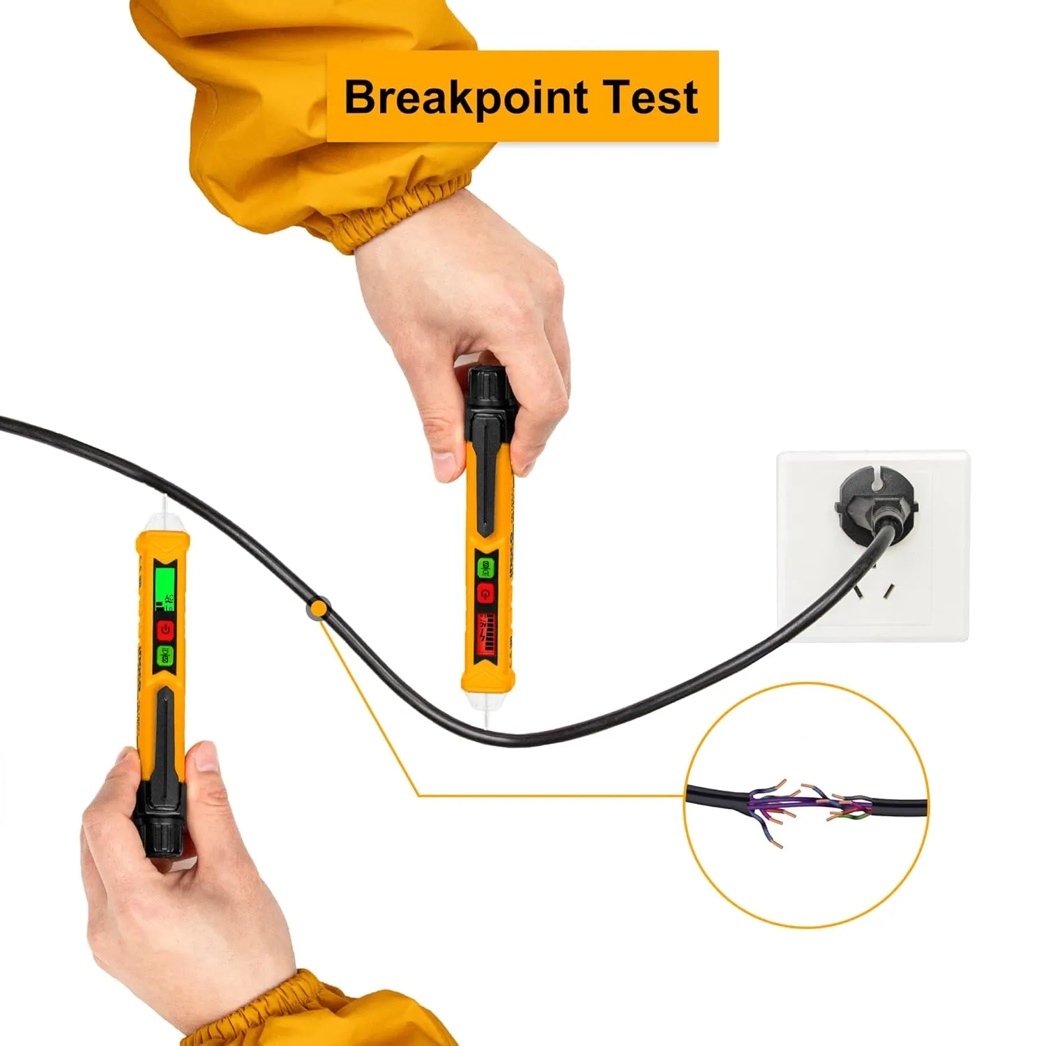 INGCO AC Voltage Detector, Non-Contact Voltage Tester, 12-1000V AC Voltage Detector Pen, Sound and light Alarm,Circuit Tester Tool with LED, Auto power off  VD10003