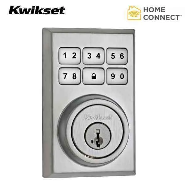 Kwikset - Smart Code 910CNT - Electronic Contemporary Deadbolt w/ Home Connect & Z-Wave - US15P - Satin Nickel