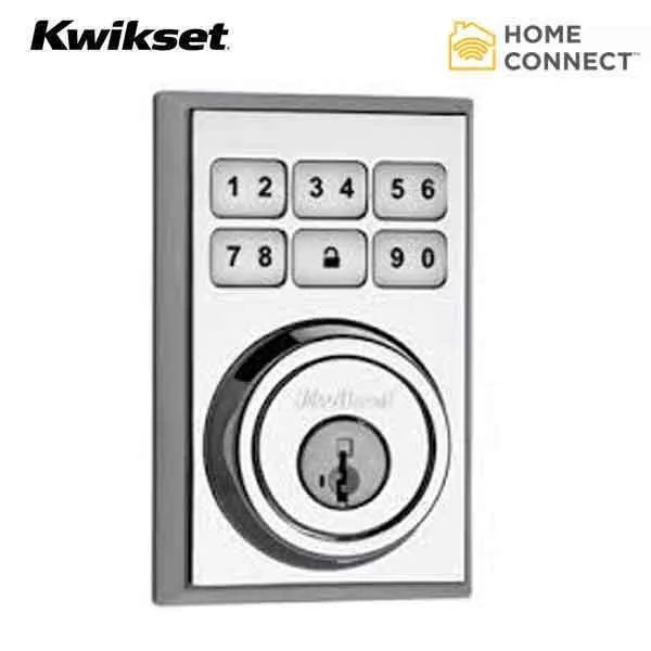 Kwikset - Smart Code  910CNT - Electronic Contemporary  Deadbolt w/ Home Connect & Z-Wave - US26D - Satin Chrome