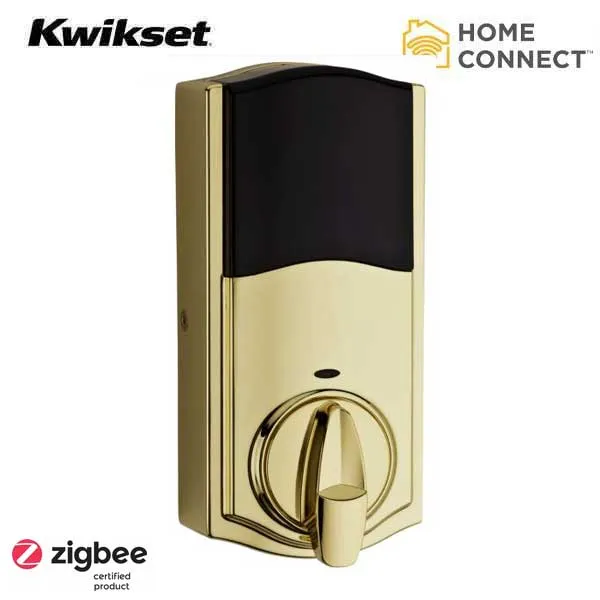 Kwikset - Smart Code 914TRL -  Electronic Traditional Deadbolt - L03 - Lifetime Polished Brass -  Home Connect - Zigbee - SmartKey Technology