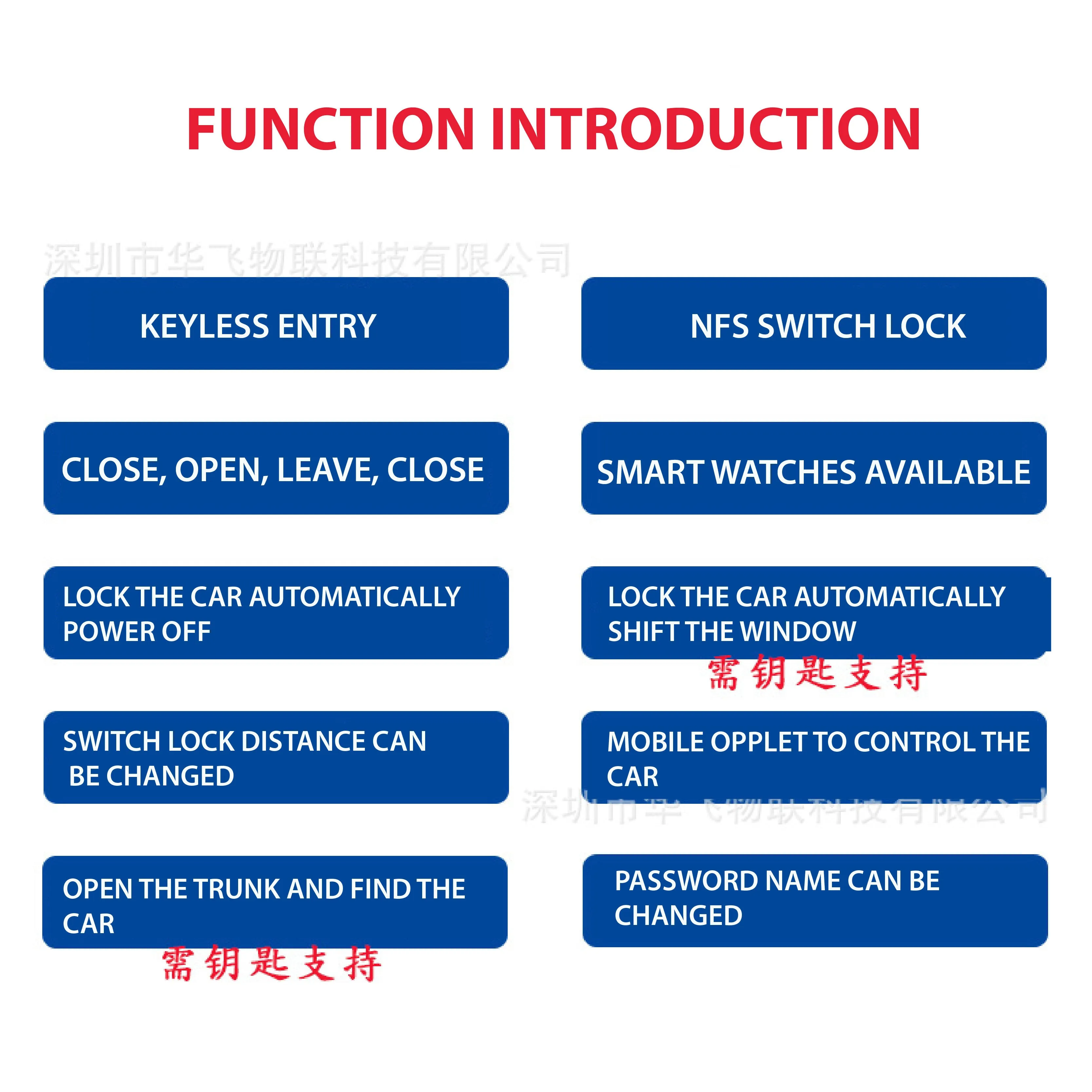 Mobile phone control car close to open and close NFC smart car key LCD