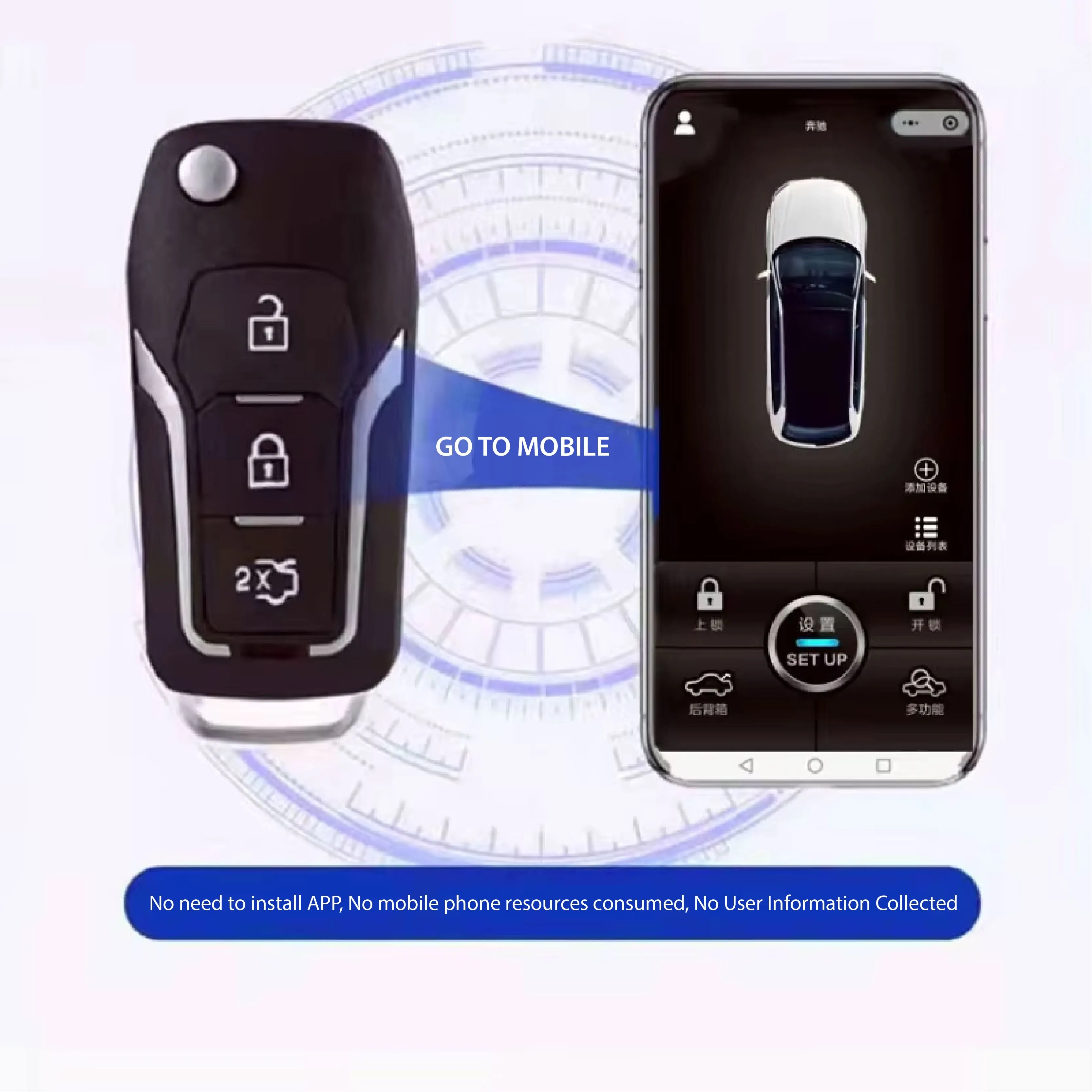 Mobile phone control car close to open and close NFC smart car key LCD