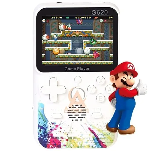 NextTech 2024 Retro Friendly Competition Players Edition of G620 500 In1 Colorful Handheld Mini Game Box Connect with TV Option for Kids with Super Mario Like (Bros/Brose3/6/9/10/14) Super Contra Like