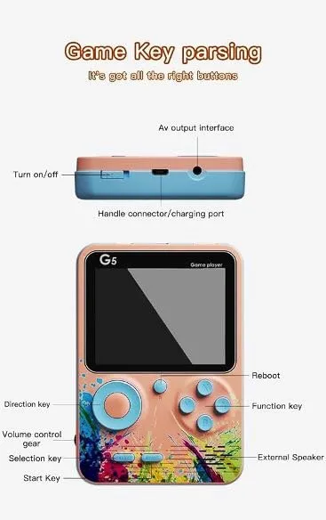 NextTech 2024 Retro Friendly Competition Players Edition of G620 500 In1 Colorful Handheld Mini Game Box Connect with TV Option for Kids with Super Mario Like (Bros/Brose3/6/9/10/14) Super Contra Like