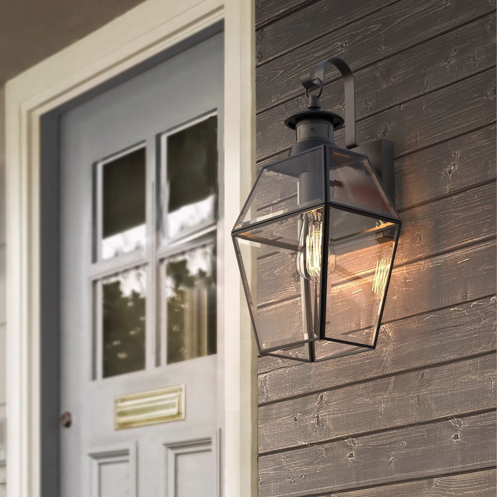 ROSEN Exterior Wall Light With Motion Sensor Matt Black IP44 Weather Proof