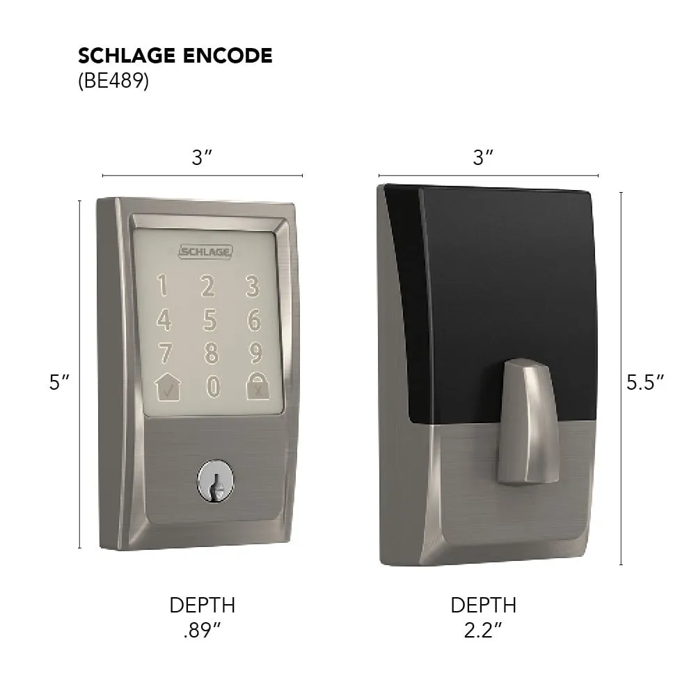 Schlage Encode Smart WiFi Deadbolt with Century Trim (Bright Chrome)