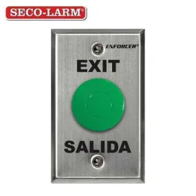 Seco-Larm - RTE Single Gang Wall Plate - Green Mushroom Button w/ Timer - EXIT / SALIDA