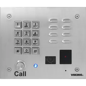 Viking K-1775-IP-EWP VoIP Stainless Steel Entry Phone with Built-In Entry System Proximity Card Reader and Analog Color Video Camera