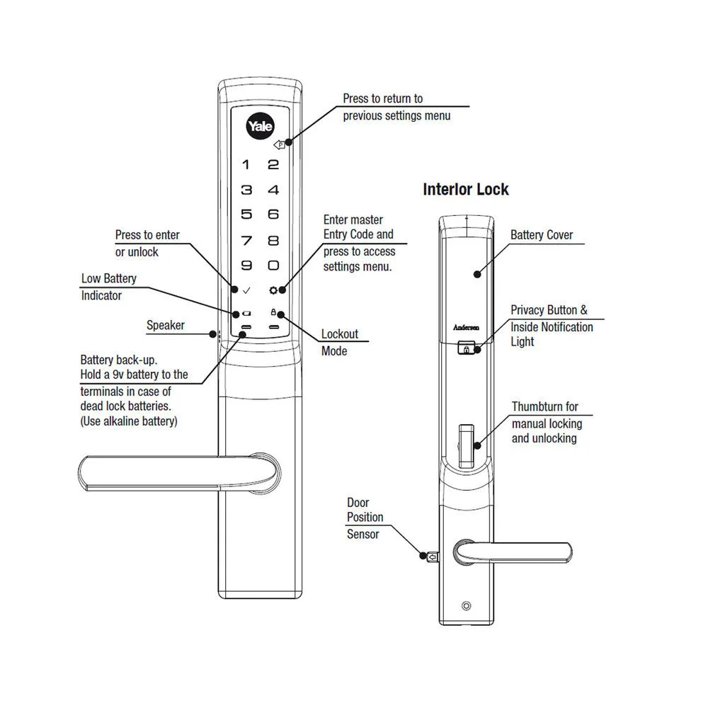 Yale Z-Wave Plus Assure Lock for Andersen Patio Doors Gen5